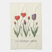 Let Yourself Grow Floral Heart Tulips Art キッチンタオル (縦)