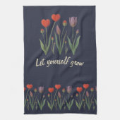 Let Yourself Grow Floral Heart Tulips Art キッチンタオル (縦)
