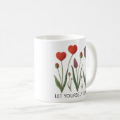 Let Yourself Grow Floral Heart Tulips Art コーヒーマグカップ (正面右)