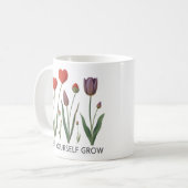 Let Yourself Grow Floral Heart Tulips Art コーヒーマグカップ (正面左)
