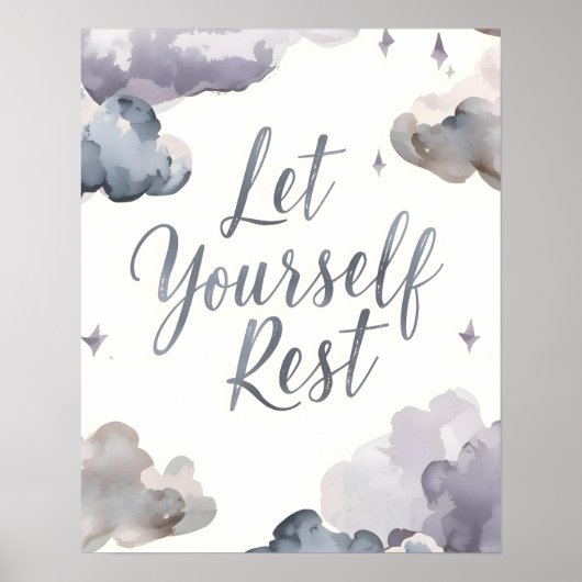 Let Yourself Rest Inspirational Quote Typography ポスター (正面)