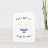 Let'Get Lit - Happy Hanukkah - Pun カード (正面)