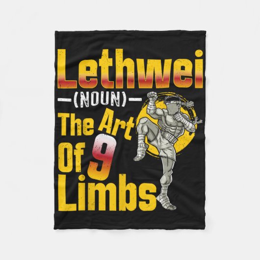 Lethwei (名詞)ミャンマーのミャンマーの9つの手足の芸術 フリースブランケット (正面)