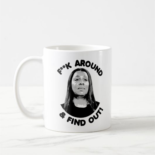 Letitia James - FとのまわりにFind Out コーヒーマグカップ (左)