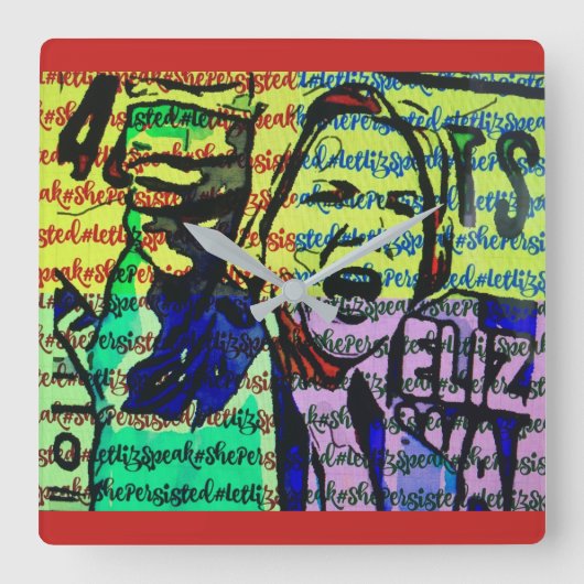 #LetLizSpeak スクエア壁時計 (正面)