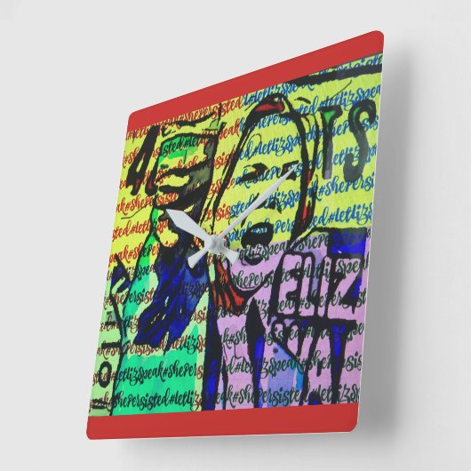 #LetLizSpeak スクエア壁時計 (傾斜)