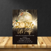 Letsパーティーブラック金ゴールド新年Eve 2024招待状 招待状
