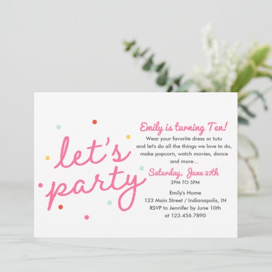 Letsパーティー誕生日 招待状 (スタンド正面)