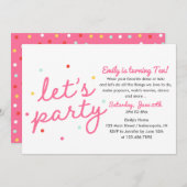 Letsパーティー誕生日 招待状 (正面/裏面)