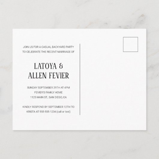 Let'sパーティー非公式の結婚披露宴の駆け落ち ポストカード (裏面)