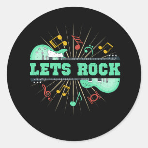 Letsロックレトロ音楽ロックとロールギターノートM ラウンドシール