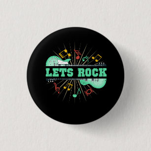 Letsロックレトロ音楽ロックとロールギターノートM 缶バッジ