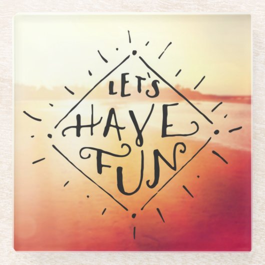 lets楽しい時を過します ガラスコースター (正面)