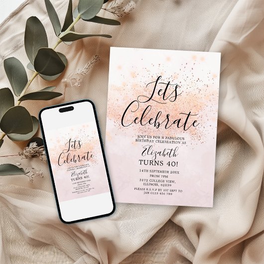 Lets祝誕生日グリッター招待状 招待状