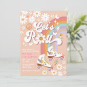 Lets転がレトロGroovy Roller Skateデイジー誕生日 招待状 (スタンド正面)