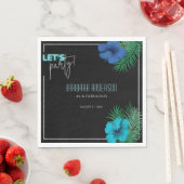 Let's パーティーブラックブルーネオン熱帯40歳の誕生日 スタンダードランチョンナプキン (インサイチュ)