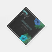 Let's パーティーブラックブルーネオン熱帯40歳の誕生日 スタンダードランチョンナプキン (角)