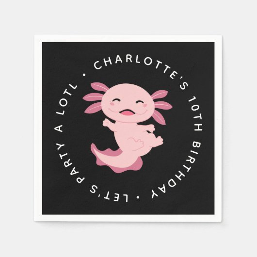 Let's パーティーA Lotl ・ Axolotl誕生日パーティー スタンダードカクテルナプキン (正面)
