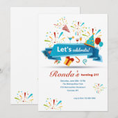 Let's 祝 Birthday Party 招待状 (正面/裏面)