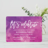Let's 祝 Birthday Party |紫色の水彩 招待状 (スタンド正面)