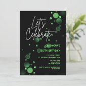 Let's 祝 Green《写真》ぼけ味グラディエント誕生日 招待状 (スタンド正面)