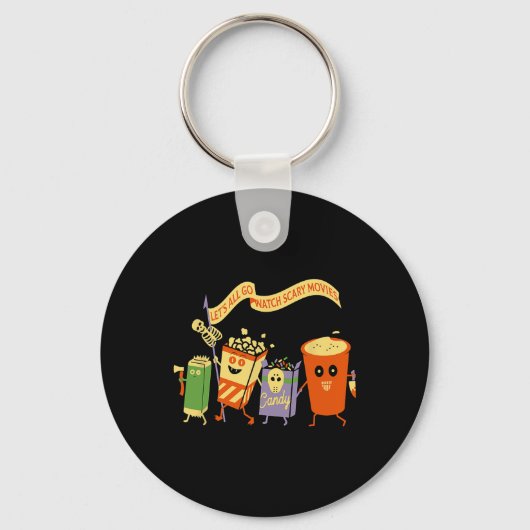 Let's All Go Watch Scary Movies Funny Popcoin Hall キーホルダー (正面)
