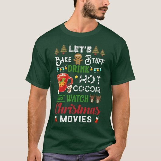 LetS Bake物ドリンク熱いココアと映画を見るg Tシャツ (正面)