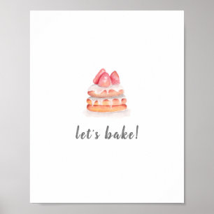 LET'S BAKE – ストロベリーポスター ポスター