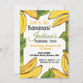 Let's Bananas Any Age Birthday Party 招待状