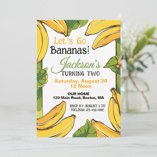 Let's Bananas Any Age Birthday Party 招待状 (スタンド正面)