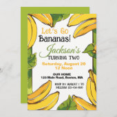 Let's Bananas Any Age Birthday Party 招待状 (正面/裏面)
