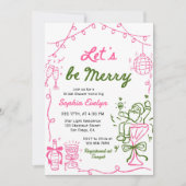 Let's be Merry Christmas Bridal Shower 招待状 (正面)