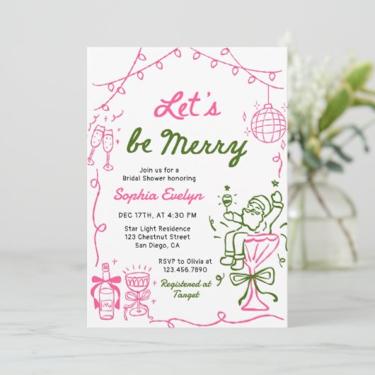 Let's be Merry Christmas Bridal Shower 招待状 (スタンド正面)