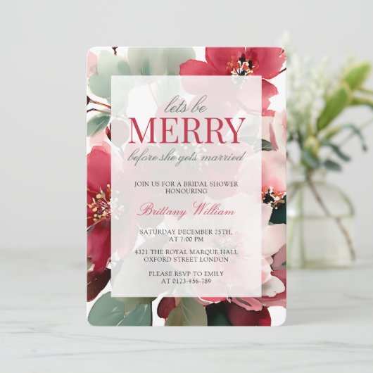 Let's Be Merry Christmas Bridal Shower 招待状 (スタンド正面)