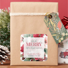 Let's Be Merry Christmas Wedding Bridal Shower スクエアシール