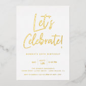 Let's Blue祝 Scriptモダン誕生日 箔招待状 (正面)