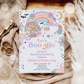 LET's BOO-gieハロウィーンかわいいピンクの幽霊誕生日 招待状