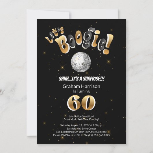 Let's Boogie Men's 60th Birthday Party 招待状 (正面)