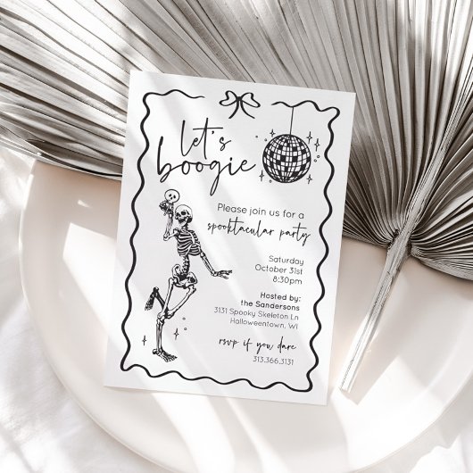 Let's Boogie Skeleton Halloween Invitation 招待状