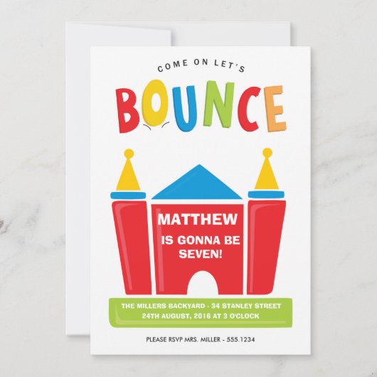 Let's Bounce Birthday Party Invitation 招待状 (正面)