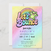 Let's Bounce Frog Rainbow Birthday Party 招待状 (正面)