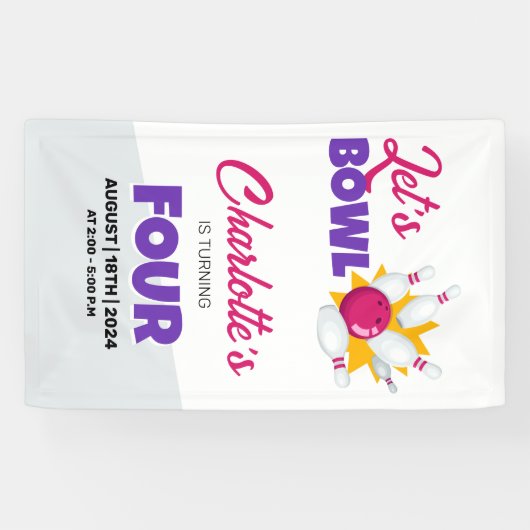 Let's Bowl Kids Bowling Birthday Party 横断幕 (横)