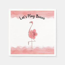 Let's Bunco Pink Flamingo遊トロピカルフラワー スタンダードカクテルナプキン