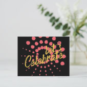 「Let's Celebrate」の鮮やかで陽気な楽しいデザイン ポストカード (スタンド正面)