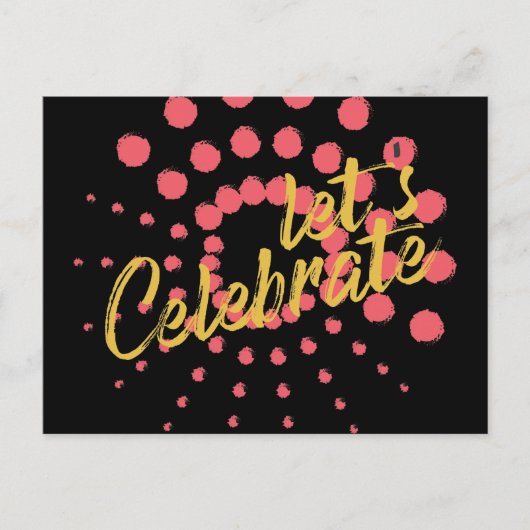 「Let's Celebrate」の鮮やかで陽気な楽しいデザイン ポストカード (正面)
