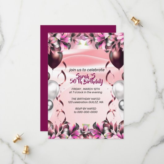 Let's Celebrate Invitation Template, Editable Surp セーブザデート (正面/裏面インサイチュ)