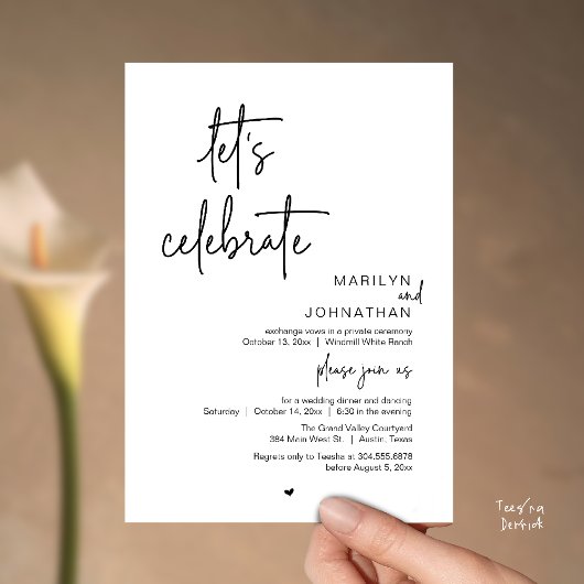 Let's Celebrate, Minimal Modern Wedding Reception 招待状