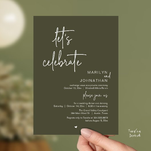 Let's Celebrate, Minimal Modern Wedding Reception 招待状