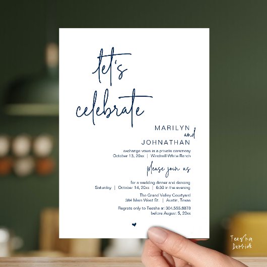Let's Celebrate, Minimal Modern Wedding Reception 招待状