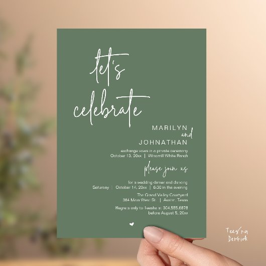 Let's Celebrate, Minimal Modern Wedding Reception 招待状